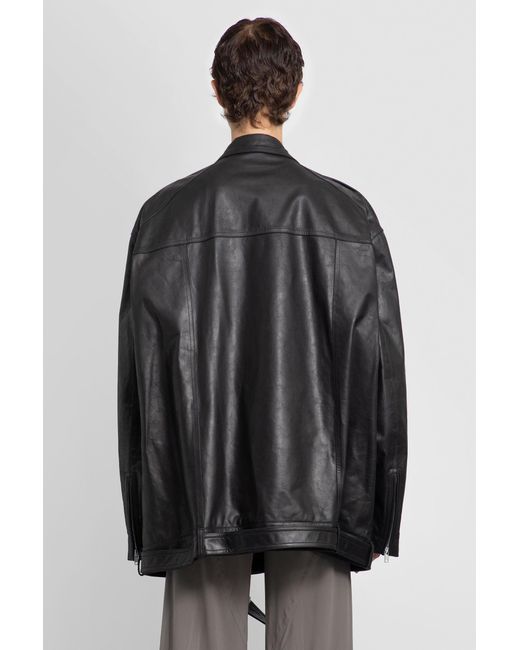 Rick Owens Gray Leather Jackets
