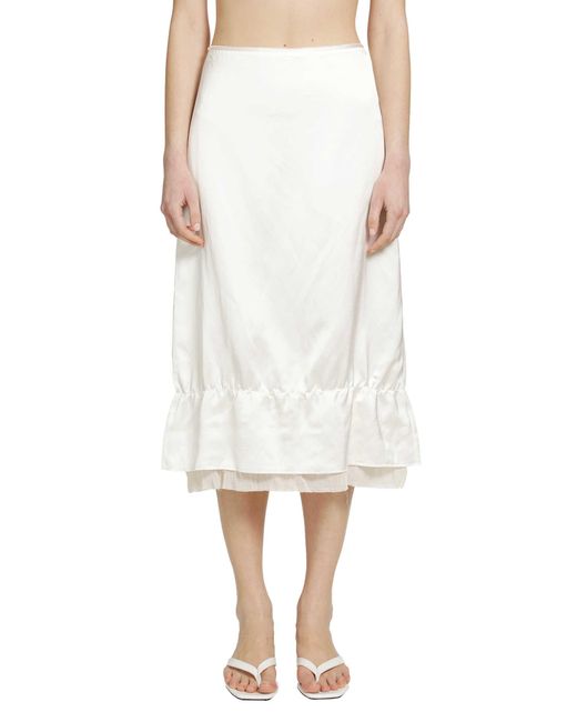 Totême  White Layered Satin Skirt