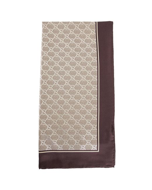 Gucci Brown Gg Silk Scarf