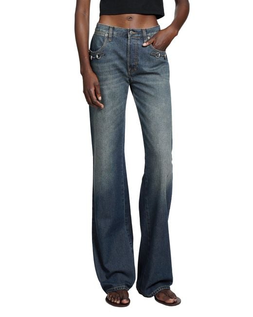 Gucci Blue Cotton Denim Pants With Horsebit