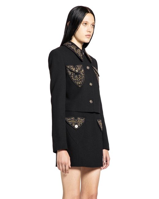Versace Black Studded Wool Crop Jacket
