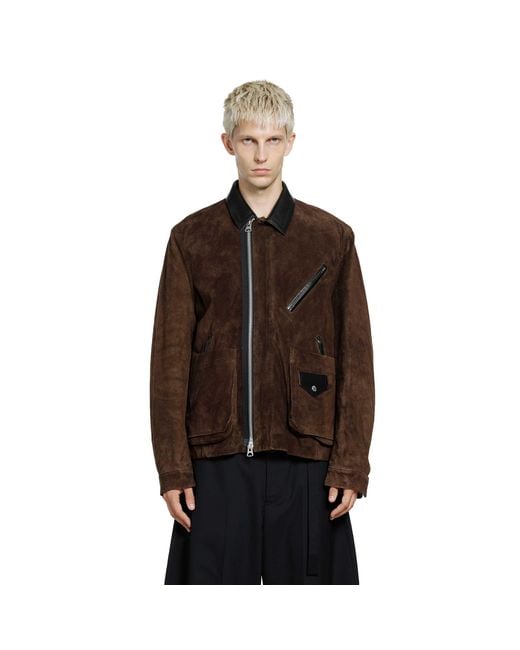Sacai Brown Suede Blouson for men
