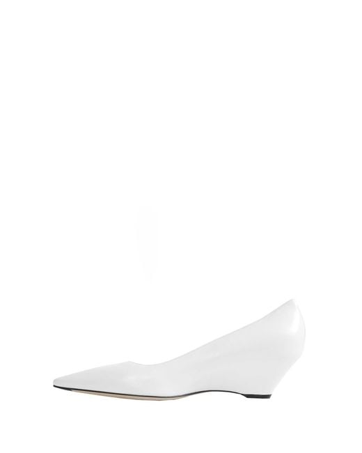 The Row White Liisa Wedge Heel Pumps