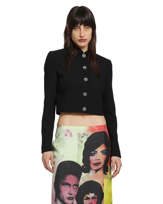 Versace Black Double Wool Crop Jacket