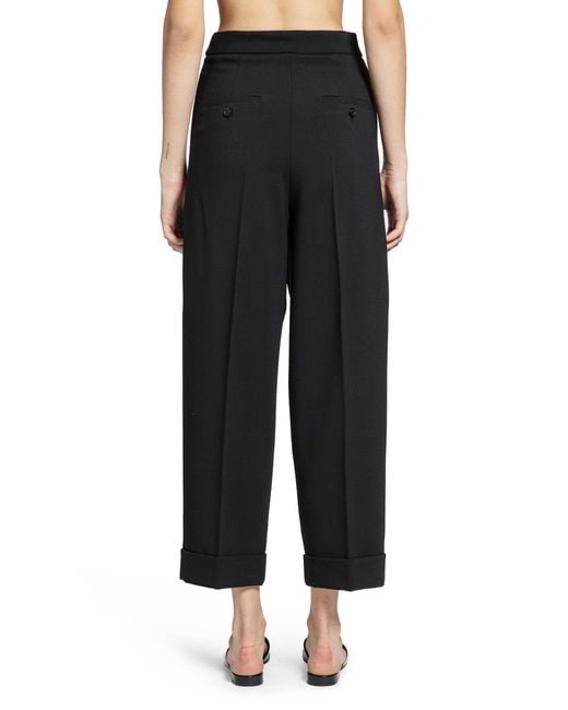 Max Mara Black Cropped Wool Tailored Trousers