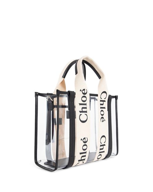 Chloé Black Woody Small Tote Bag In Jelly And Leather