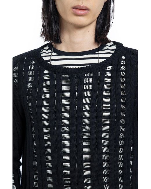 Ann Demeulemeester Blue Danial Ladder Stitch Sweater for men