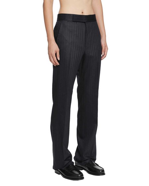 Tom Ford Blue Herringbone Stripe Wool Trousers for men