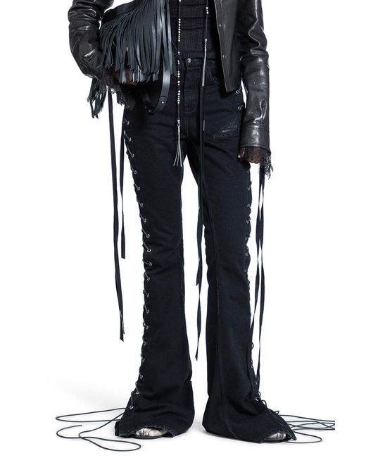 Ann Demeulemeester Blue Treze Lace-Up Bootcut Jeans