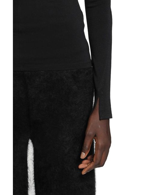 Thom Krom Black Stretch Cotton Modal Turtleneck Top