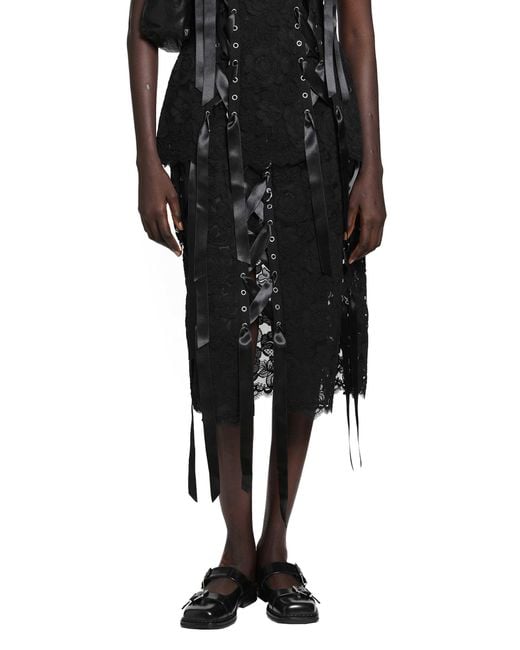 Simone Rocha Black Unraveling Ribbon Ring Skirt