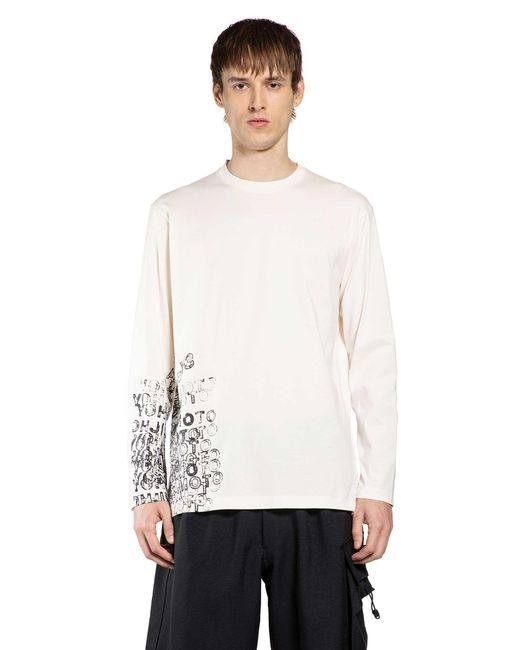 Y-3 White Gfx Long Sleeve T-Shirt for men