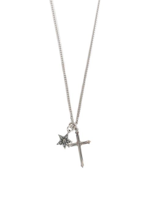 Emanuele Bicocchi Metallic Stella Notre Dame Cross Necklace for men