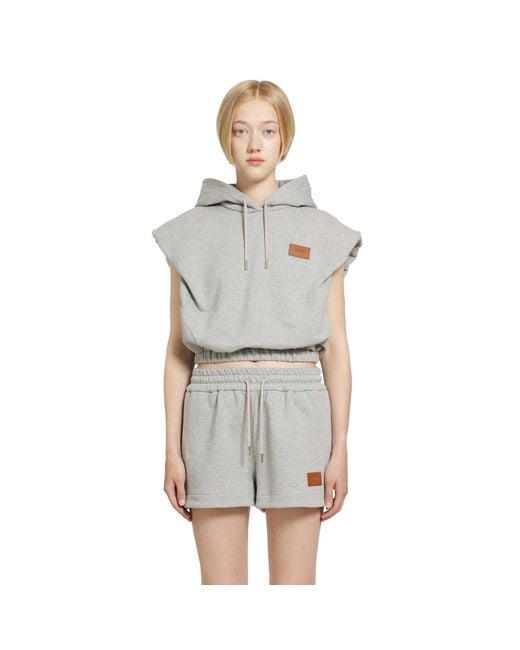 Fendi Gray Cropped Jersey Sweatshirt