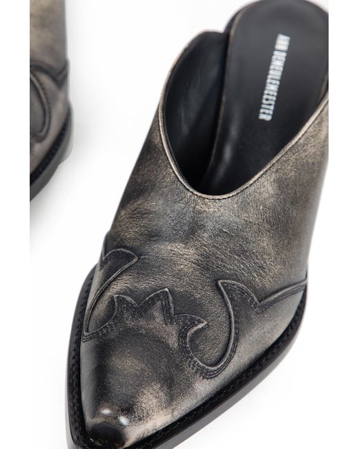 Ann Demeulemeester Beate Western-Stitched Mules in Gray | Lyst