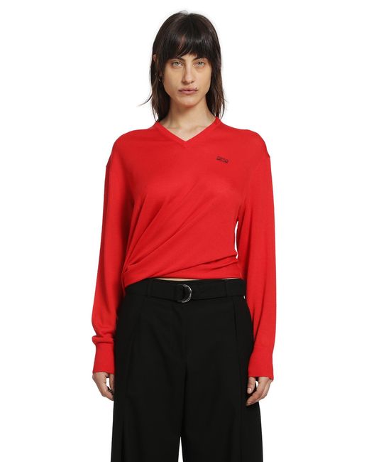 Loewe Red Draped Wool Sweater