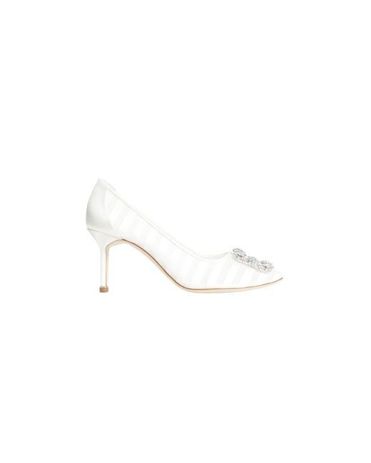 Manolo Blahnik White Hangisila Pumps