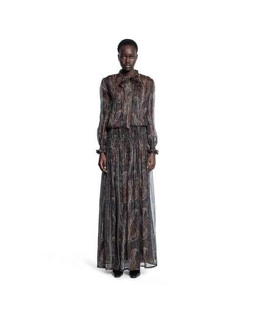Saint Laurent Black Lavallière Long Dress