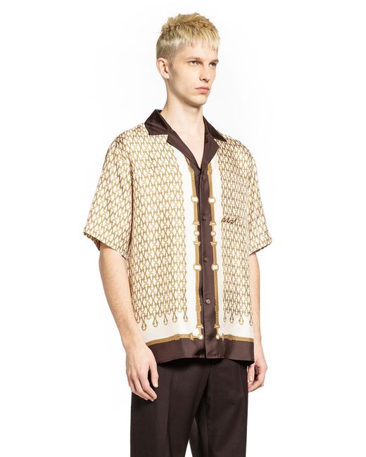 Gucci Natural Equestrian Silk Twill Bowling Shirt for men