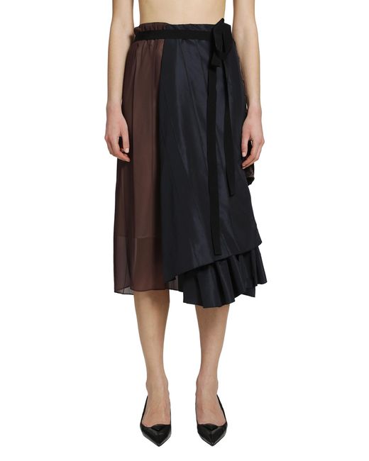 Prada Black Faille Patchwork Skirt