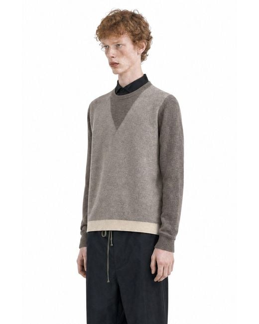 Maison Margiela Gray Fused Knit Wool Crewneck Sweater for men