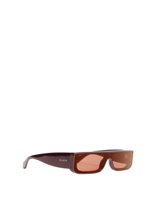 Alaïa Brown Rectangular Mask Sunglasses