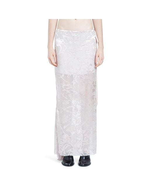 Ann Demeulemeester White Eveline Long Bias Skirt