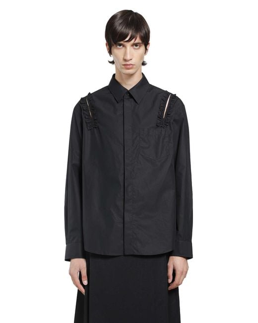 Simone Rocha Black Ruffle Slash Shirt for men