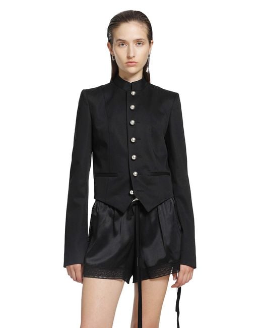 Ann Demeulemeester Black Bab Stand Collar Jacket