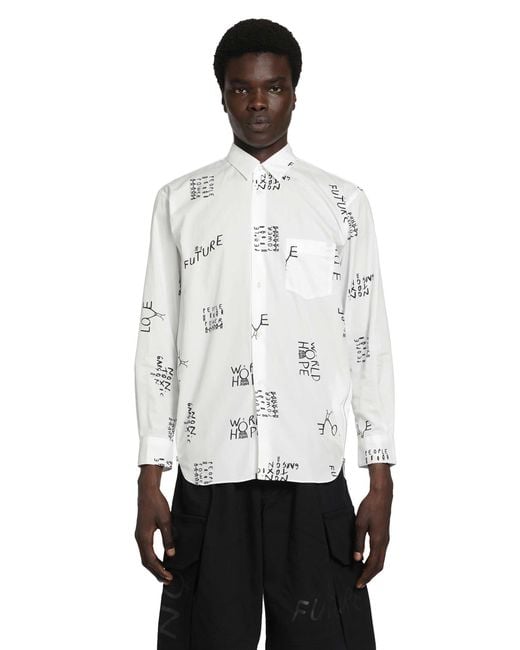 Comme des Garçons White Slogan Shirt for men