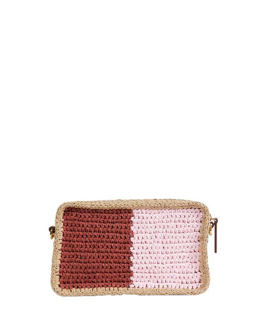 Marni Red Bicolor Raffia Mini Camera Bag
