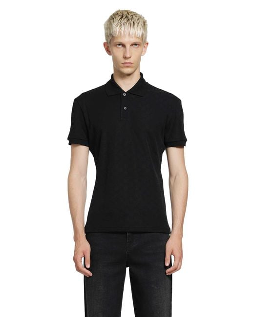 Gucci Black Gg Technical Jersey Jacquard Polo Shirt for men