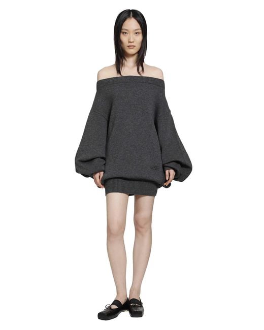 MM6 by Maison Margiela Black Merino Wool Knit Dress