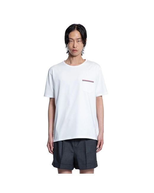 Thom Browne White Medium Weight Jersey Pocket T-Shirt for men