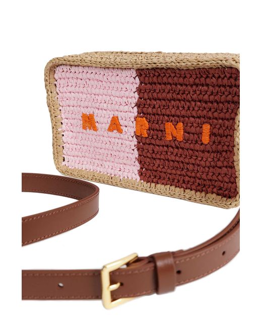 Marni Red Bicolor Raffia Mini Camera Bag