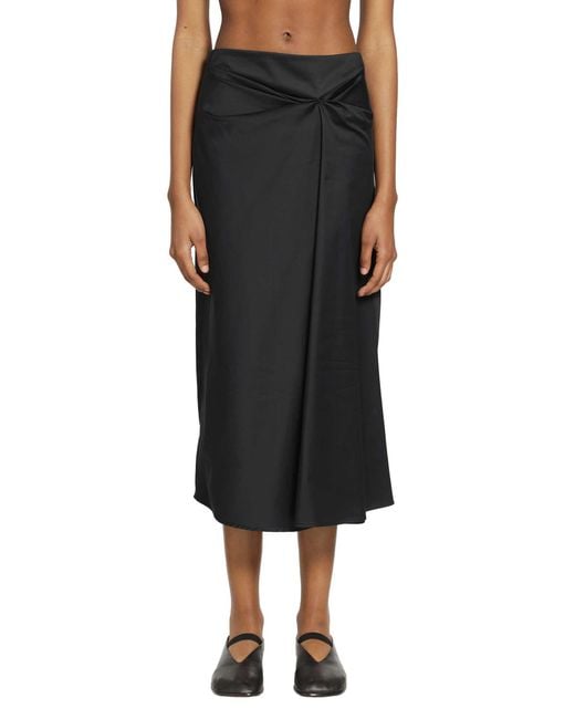 Max Mara Black Cotton Satin Midi Skirt