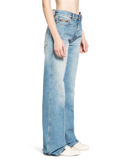 Gucci Blue Bleached Denim Flared Jeans