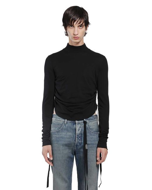 Ann Demeulemeester Black Lenart Wrinkled Mock Neck Top for men