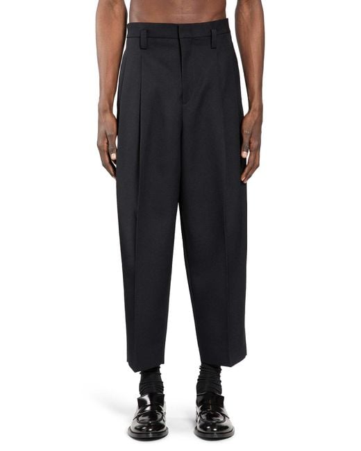 Jil Sander Black Wool Gabardine Tapered Trousers for men