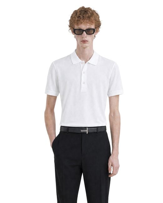 Tom Ford White Piqué Short Sleeve Polo Shirt for men