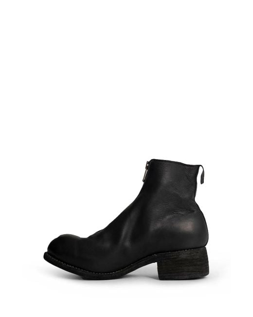 Guidi Black Front Zip Leather Ankle Boots for men