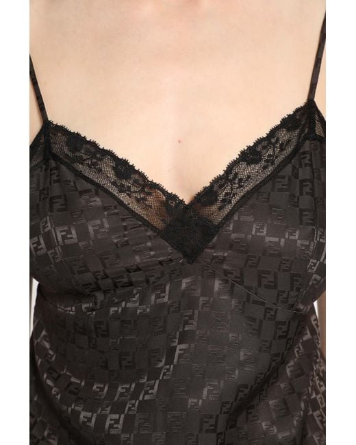 Fendi Black Ff Silk Slip Top