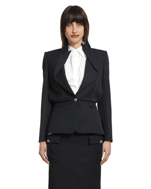 McQueen Black Folded Lapel Blazer