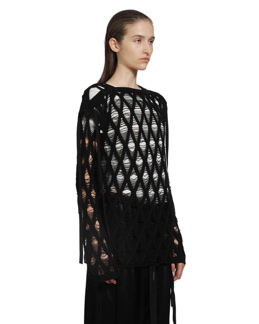 Ann Demeulemeester Black Izabel Diamond Stitch Sweater
