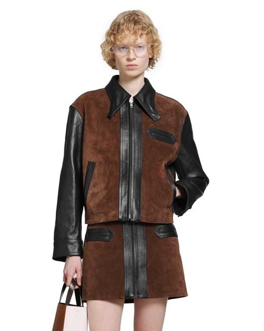 Marni Brown Suede And Leather Jacket