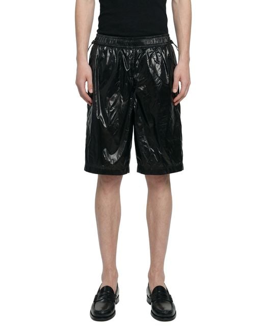 Laminar Black Shiny Nylon Shorts for men