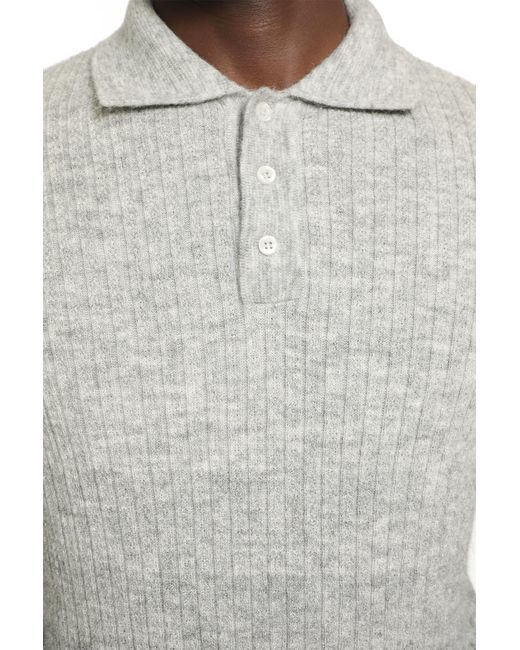 ERL Gray Thin Gradient Knit Polo for men