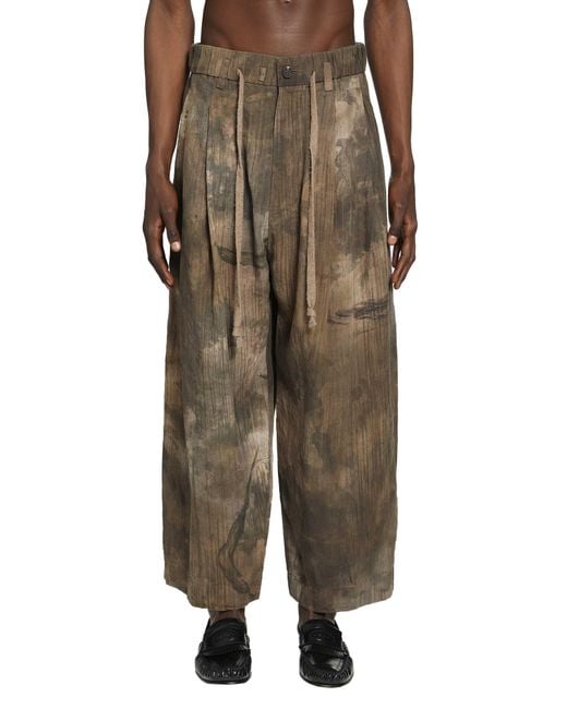 Ziggy Chen Green Digital Print Drawstring Trousers for men