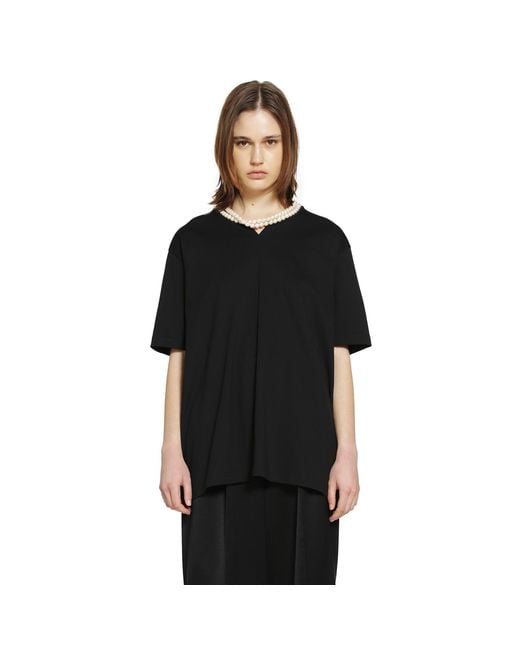 Junya Watanabe Black Cotton Jersey T-Shirt With Split