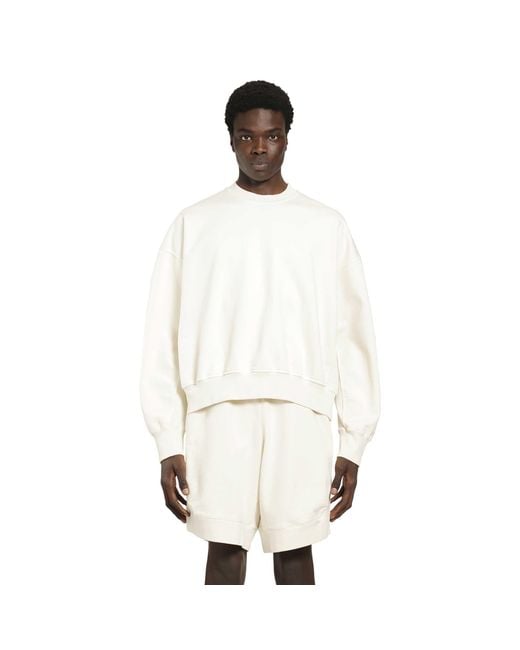 Roadless White Cotton Jersey Boxy Sweatshirt for men